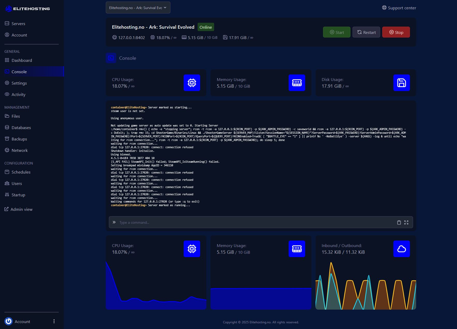 Ark: Survival Evolved Control Panel